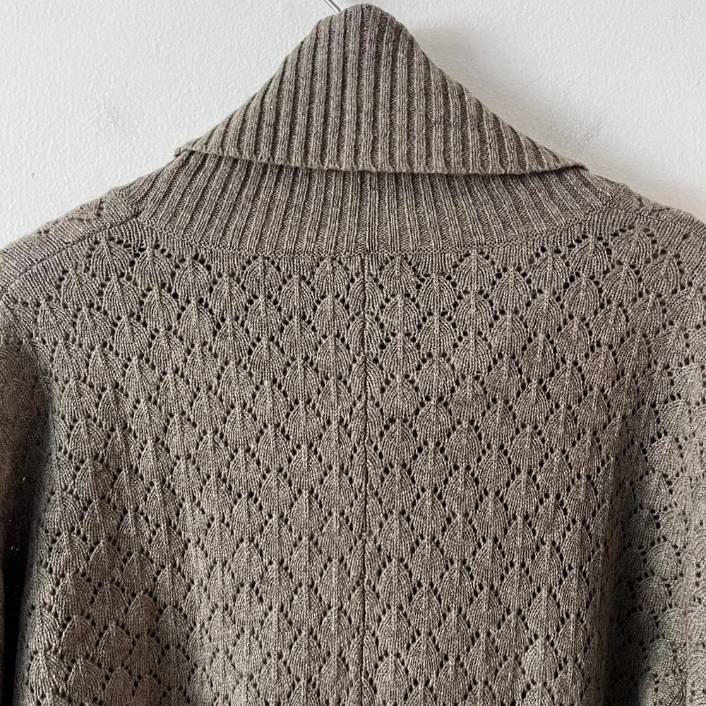Marina Luna Wool Rabbit‎ Hair Blend Cowl Neck Sweater Tan Knit size medium
